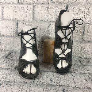 VIA SPIGA Vibe Lace Up Snake Skin Heels Sz. 7.5